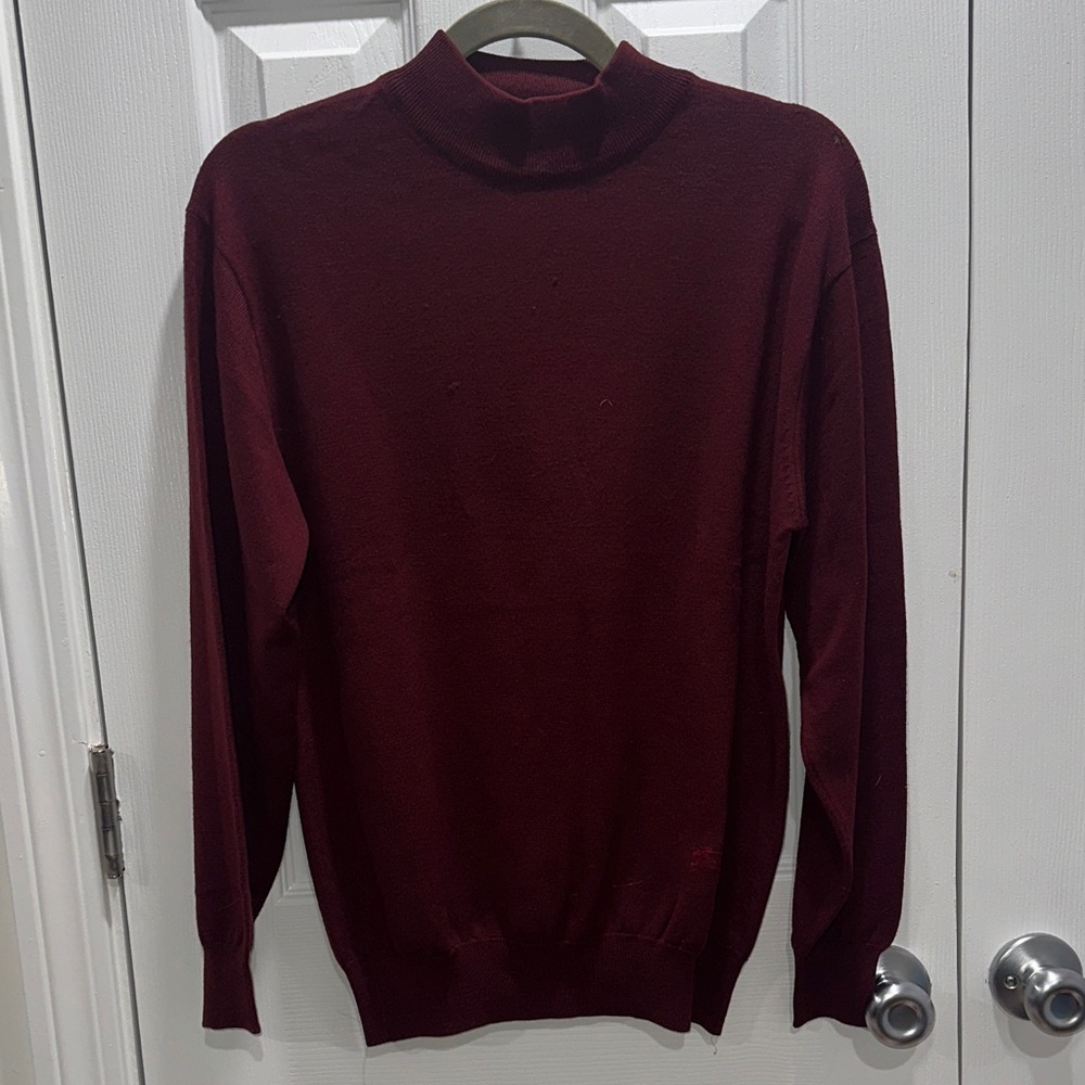 Burberrys 100% Wool Burgundy Sweater Vintage